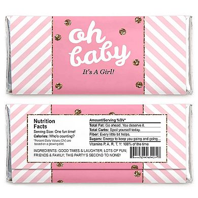 Big Dot Of Happiness Hello Little One Pink & Gold Candy Bar Wrappers Baby Shower Favors 24 Ct