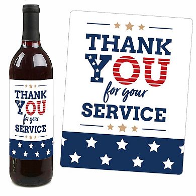 Big Dot Of Happiness Happy Veterans Day - Patriotic Decor - Wine Bottle Label Stickers - 4 Ct