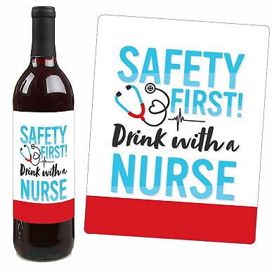 Big Dot Of Happiness Thank You Nurses Nurse Appreciation Week Wine Bottle Label Stickers 4 Ct