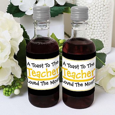 Big Dot Of Happiness Best Teacher Gift - Mini Wine Bottle Stickers Teacher Appreciation 16 Ct