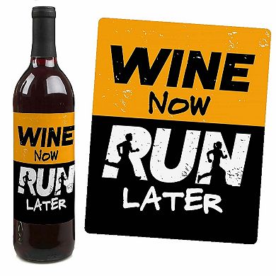 Big Dot Of Happiness Set The Pace - Running - Party Decor - Wine Bottle Label Stickers - 4 Ct