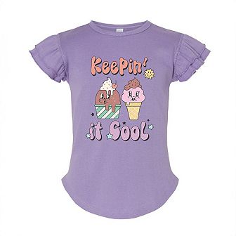 Keepin' It Cool Ice Cream Toddler Flutter Sleeve Graphic Tee