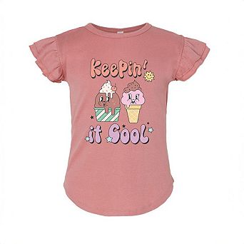 Keepin' It Cool Ice Cream Toddler Flutter Sleeve Graphic Tee