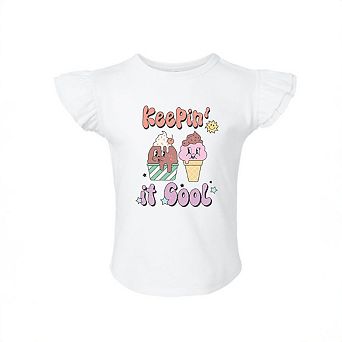 Keepin' It Cool Ice Cream Toddler Flutter Sleeve Graphic Tee
