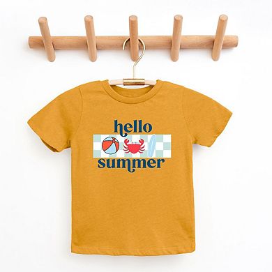 Hello Summer Checkered Youth Short Sleeve Graphic Tee