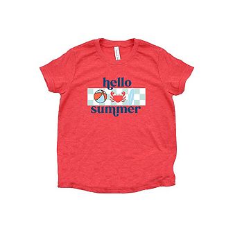 Hello Summer Checkered Youth Short Sleeve Graphic Tee