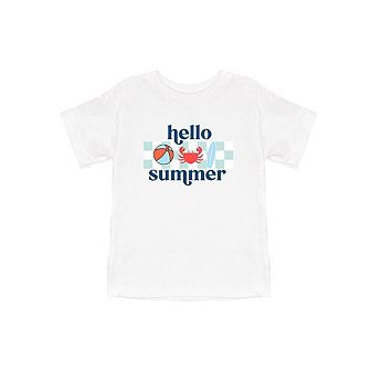 Hello Summer Checkered Youth Short Sleeve Graphic Tee