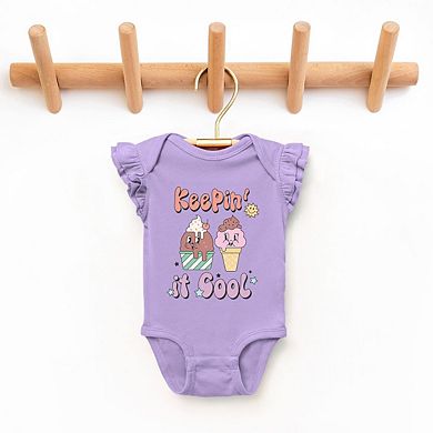 Keepin' It Cool Ice Cream Baby Flutter Sleeve Bodysuit