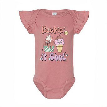 Keepin' It Cool Ice Cream Baby Flutter Sleeve Bodysuit