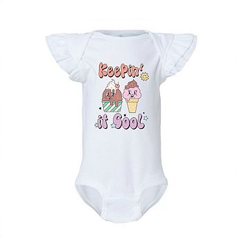 Keepin' It Cool Ice Cream Baby Flutter Sleeve Bodysuit