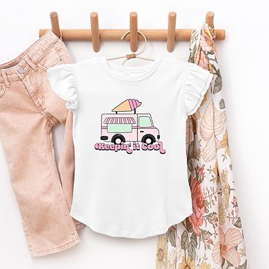 Keepin' It Cool Truck Toddler Flutter Sleeve Graphic Tee