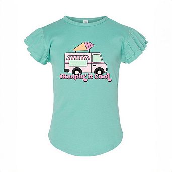 Keepin' It Cool Truck Toddler Flutter Sleeve Graphic Tee