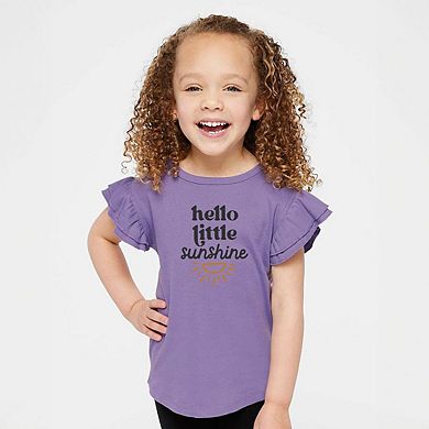 Hello Little Sunshine Toddler Flutter Sleeve Graphic Tee