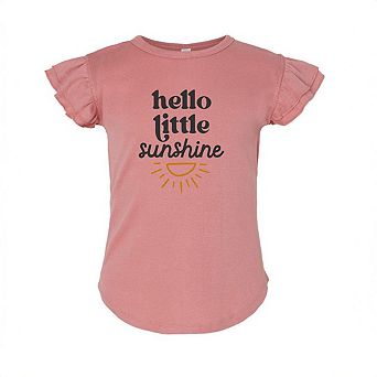 Hello Little Sunshine Toddler Flutter Sleeve Graphic Tee