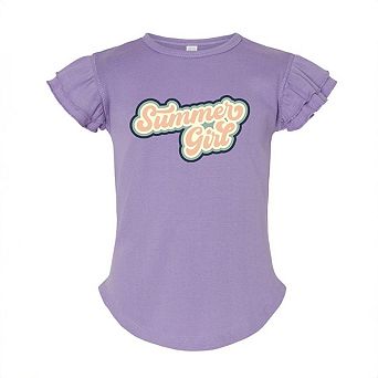 Summer Girl Retro Toddler Flutter Sleeve Graphic Tee