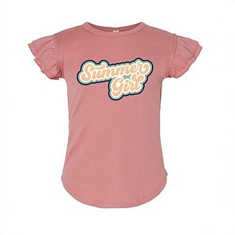 Summer Girl Retro Toddler Flutter Sleeve Graphic Tee