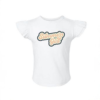 Summer Girl Retro Toddler Flutter Sleeve Graphic Tee