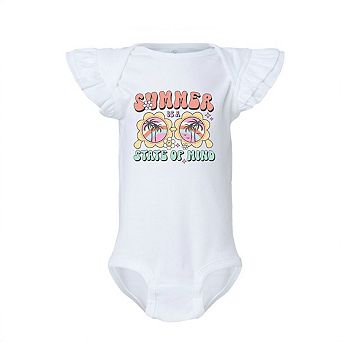 Summer State Of Mind Baby Flutter Sleeve Bodysuit
