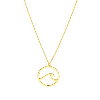 Color Romance 14k Gold Wave In Circle Pendant Necklace