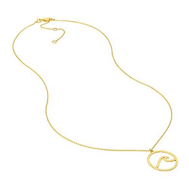 Color Romance 14k Gold Wave In Circle Pendant Necklace
