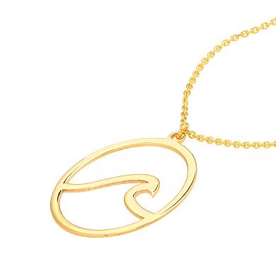 Color Romance 14k Gold Wave In Circle Pendant Necklace