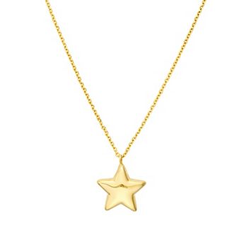 Color Romance 14k Gold Puffed Star Pendant Necklace