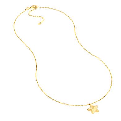 Color Romance 14k Gold Puffed Star Pendant Necklace
