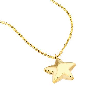 14k Gold Puffed Star Pendant Necklace