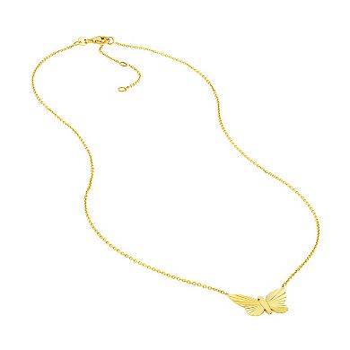 Color Romance 14k Gold Fluted Butterfly Pendant Necklace