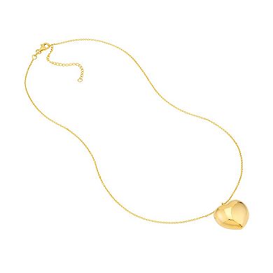 Color Romance 14k Gold Puffed Heart Pendant Necklace