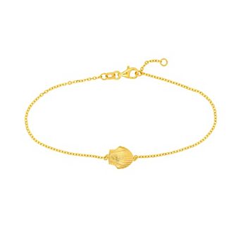 Color Romance 14k Gold Seashell Adjustable Bracelet