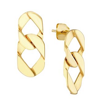 Color Romance 14k Gold Double Curb Link Drop Earrings