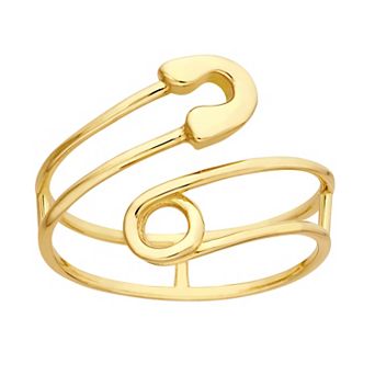 Color Romance 14k Gold Bypass Safety Pin Ring