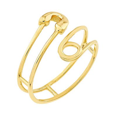 Color Romance 14k Gold Bypass Safety Pin Ring