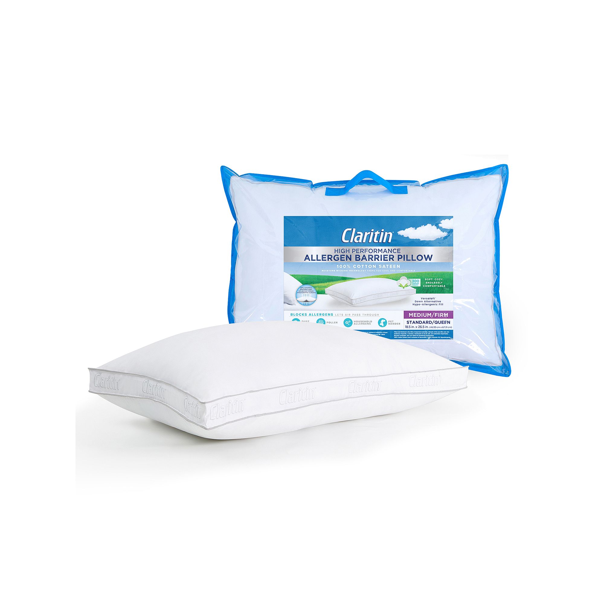 Claritin Allergen Barrier Pillow, White