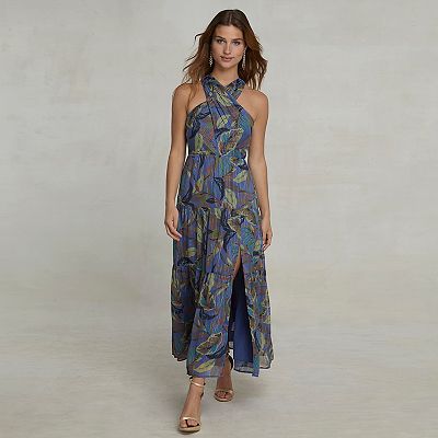 Women s Nicole Miller Criss Cross Halter Dress