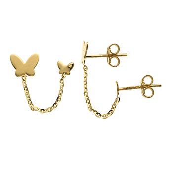Karat Rush 14k Gold Double Pierced Butterfly Earrings