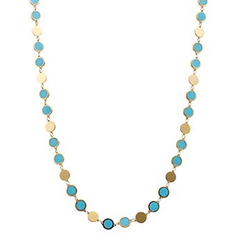 Karat Rush 14k Gold Alternative Paste of Turquoise Disc Necklace