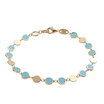 Karat Rush 14k Gold Simulated Turquoise Alternating Discs Bracelet