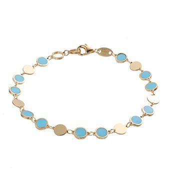 Karat Rush 14k Gold Simulated Turquoise Alternating Discs Bracelet
