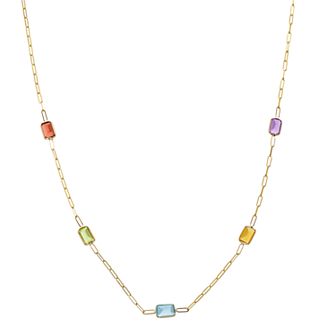 Karat Rush 14k Gold Gemstone Paperclip Necklace