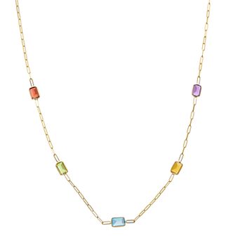 Karat Rush 14k Gold Gemstone Paperclip Necklace