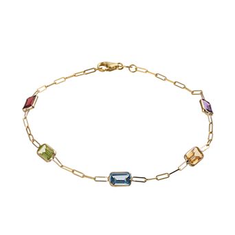 Karat Rush 14k Gold Multi-Stone Paperclip Bracelet