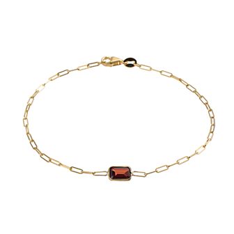 Karat Rush 14k Gold Garnet Paperclip Bracelet