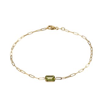 Karat Rush 14k Gold Periodot Paperclip Bracelet