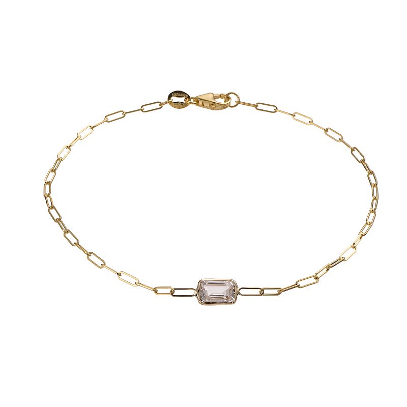 Karat Rush 14k Gold White Topaz Paperclip Bracelet, Women's,