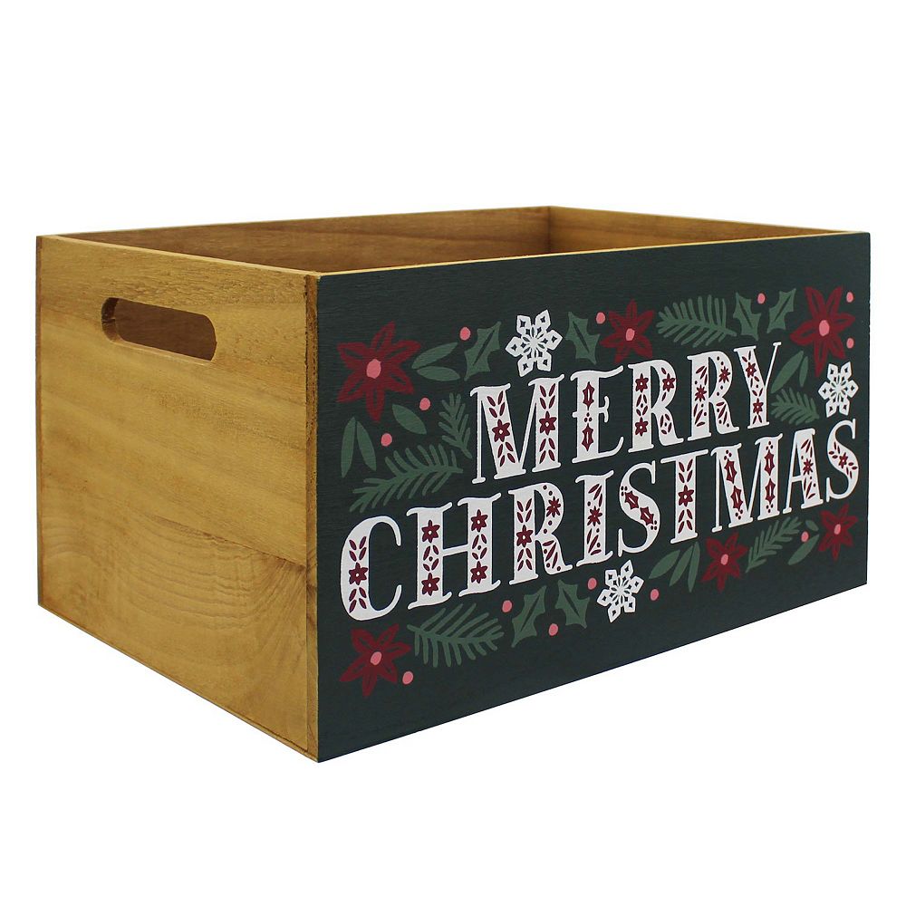 Christmas Village Crate, Personalized Christmas Crate, Christmas Box with Plaid, Gift Crate with Lid, Crate with Top, Santa popular Crate