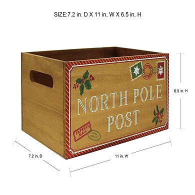 St. Nicholas Square North Pole Post Wood Crate Table Decor