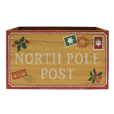 St. Nicholas Square North Pole Post Wood Crate Table Decor