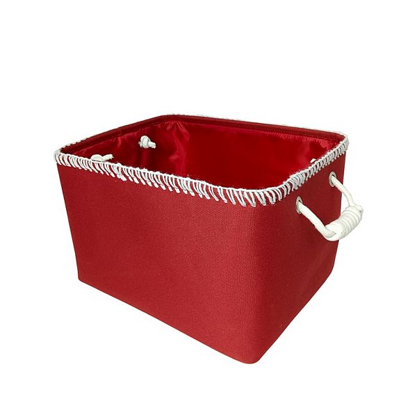 St. Nicholas Square® Red Stitch Canvas Tote Storage Basket - Equestrian Red